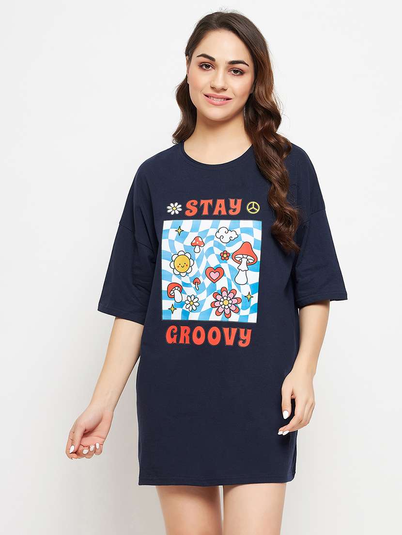 women's front print round neck t-shirt