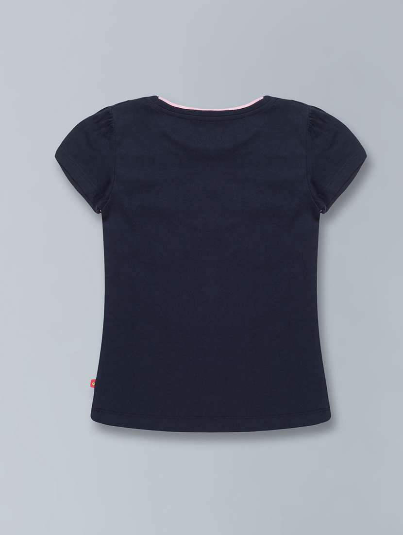 Navy Blue Printed Round Neck T-shirt - 19639177 -  Standard Image - 2