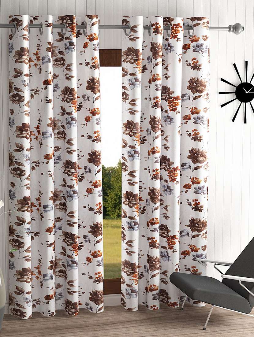 Home Sizzler 2 Piece Windflower Floral Eyelet Polyester Door Curtains