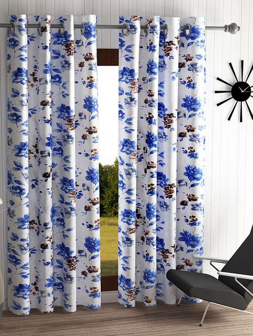 home sizzler 2 piece windflower floral eyelet polyester door curtains - 19643292 - Standard Image - 0