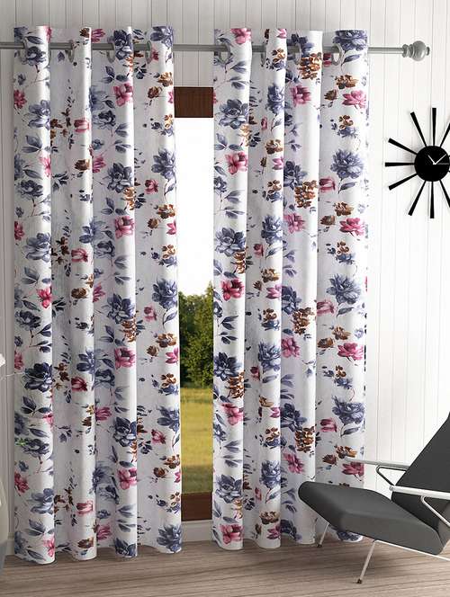 home sizzler 2 piece windflower floral eyelet polyester door curtains - 19643293 -  Standard Image - 0