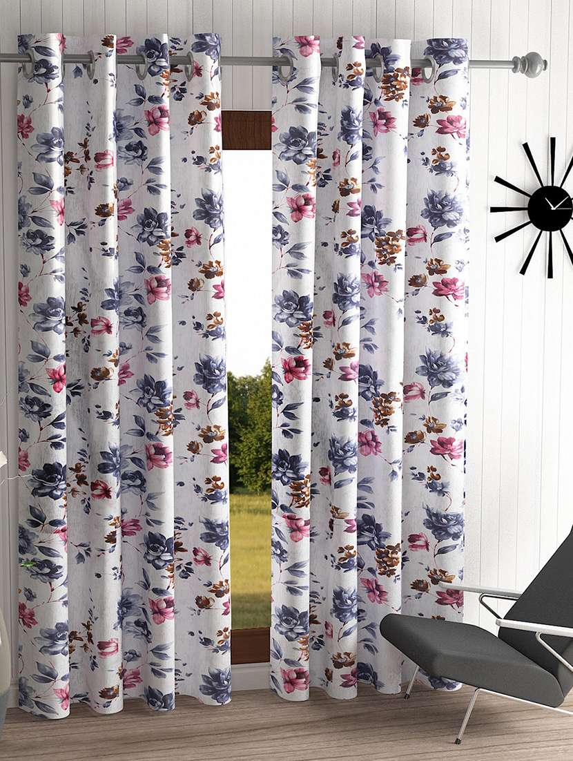 home sizzler 2 piece windflower floral eyelet polyester door curtains - 19643293 -  Zoom Image - 0