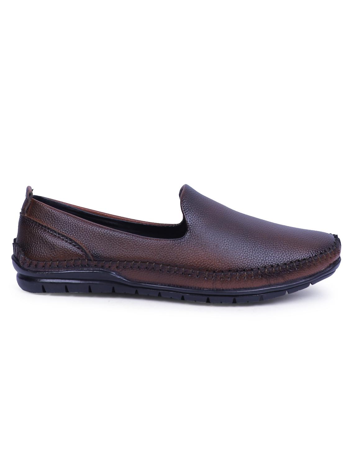 tan artificial leather slip on loafers - 19643420 - Standard Image - 2