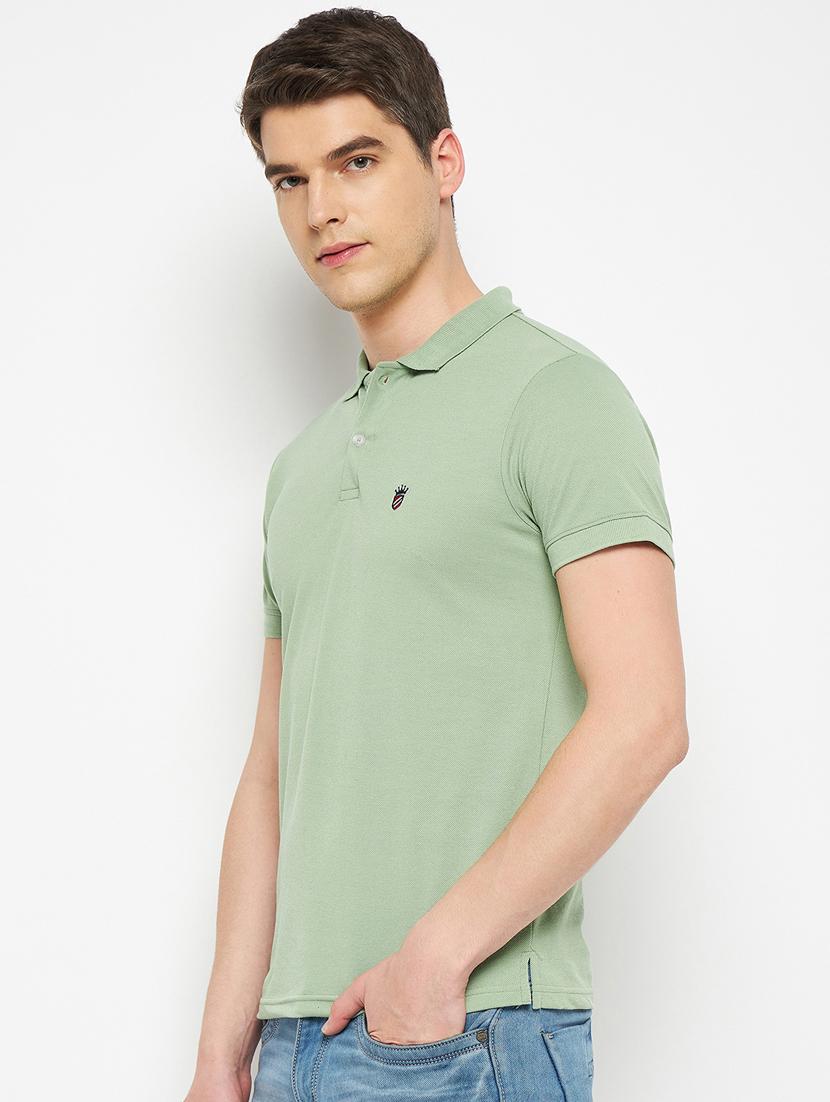 green solid cotton polo t-shirt