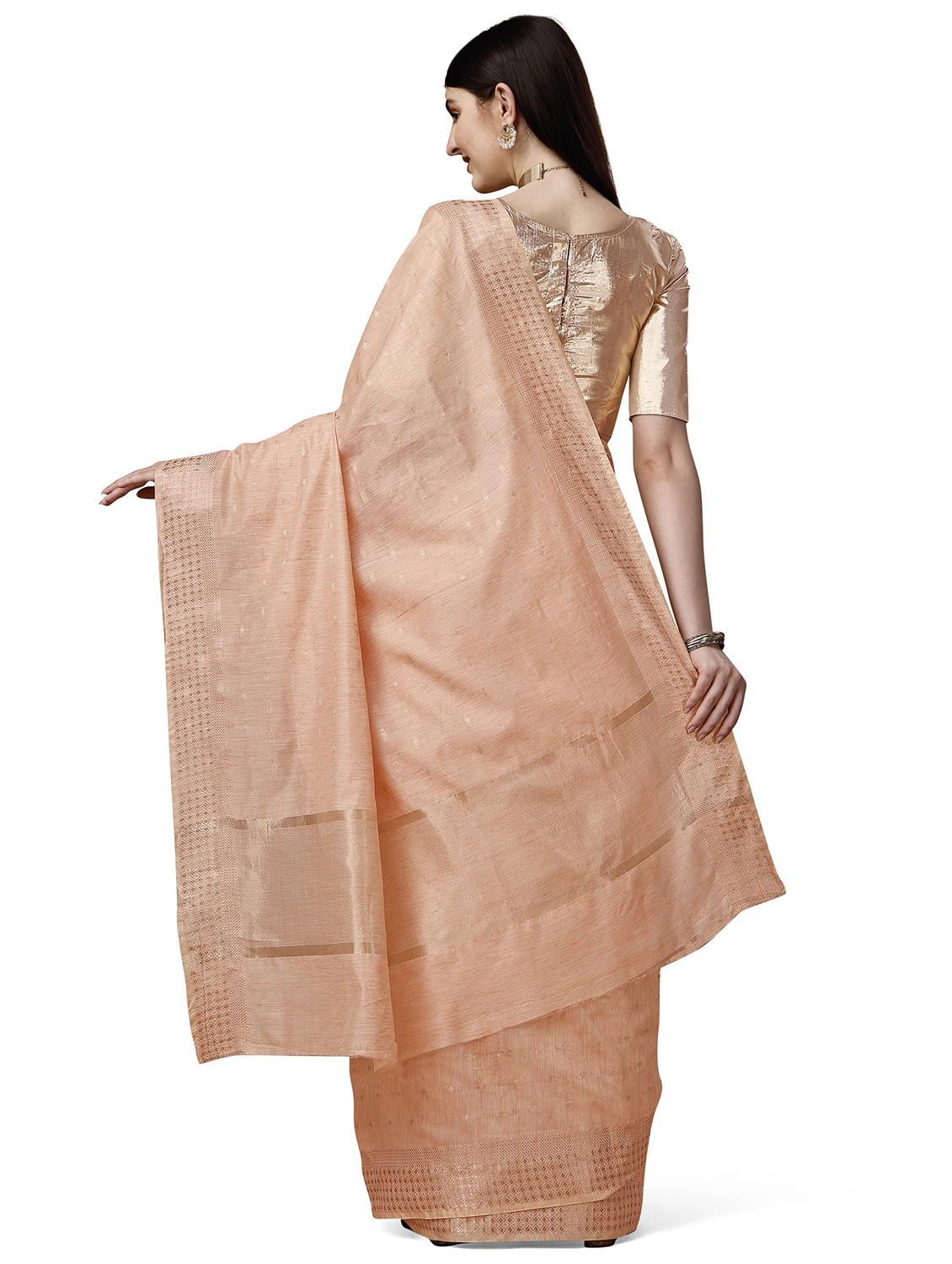 solid with borders handloom saree with blouse - 19643511 - Standard Image - 2