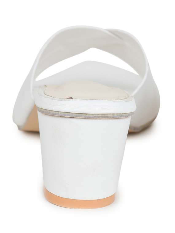 white synthetic slip on sandals - 19643549 -  Standard Image - 2