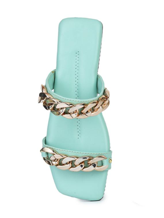 green synthetic slip on sandals - 19643617 - Standard Image - 2