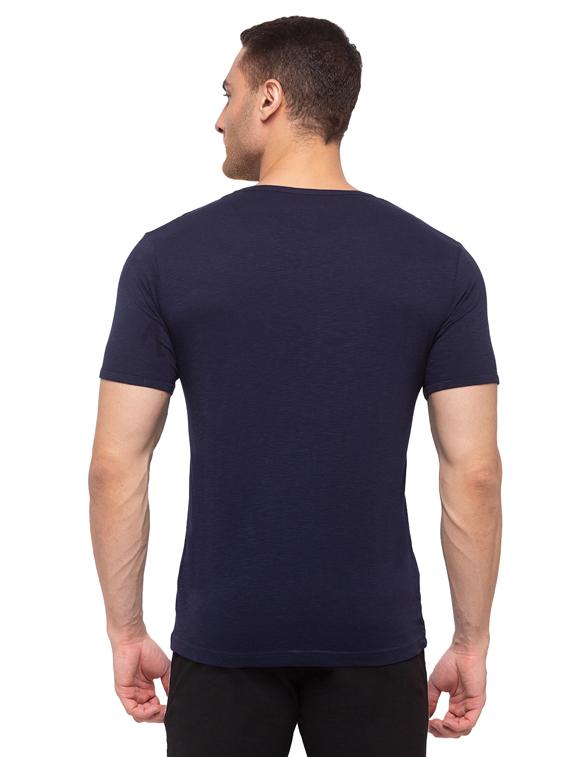 blue solid cotton regular t-shirt - 19643694 - Standard Image - 2