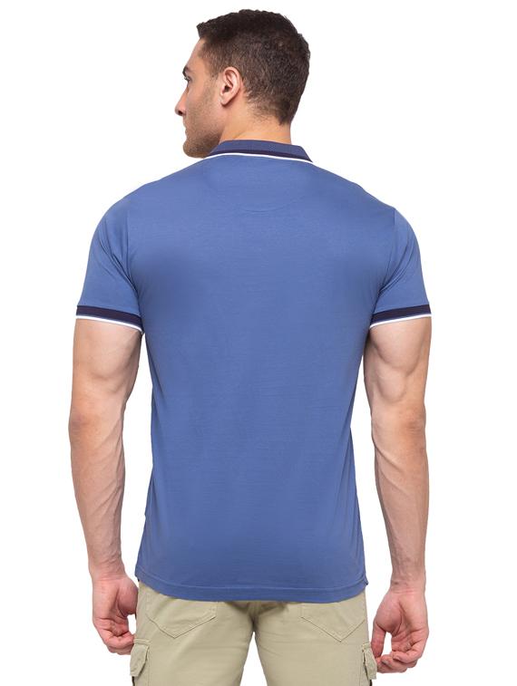 blue solid polo t-shirt - 19643700 - Standard Image - 2