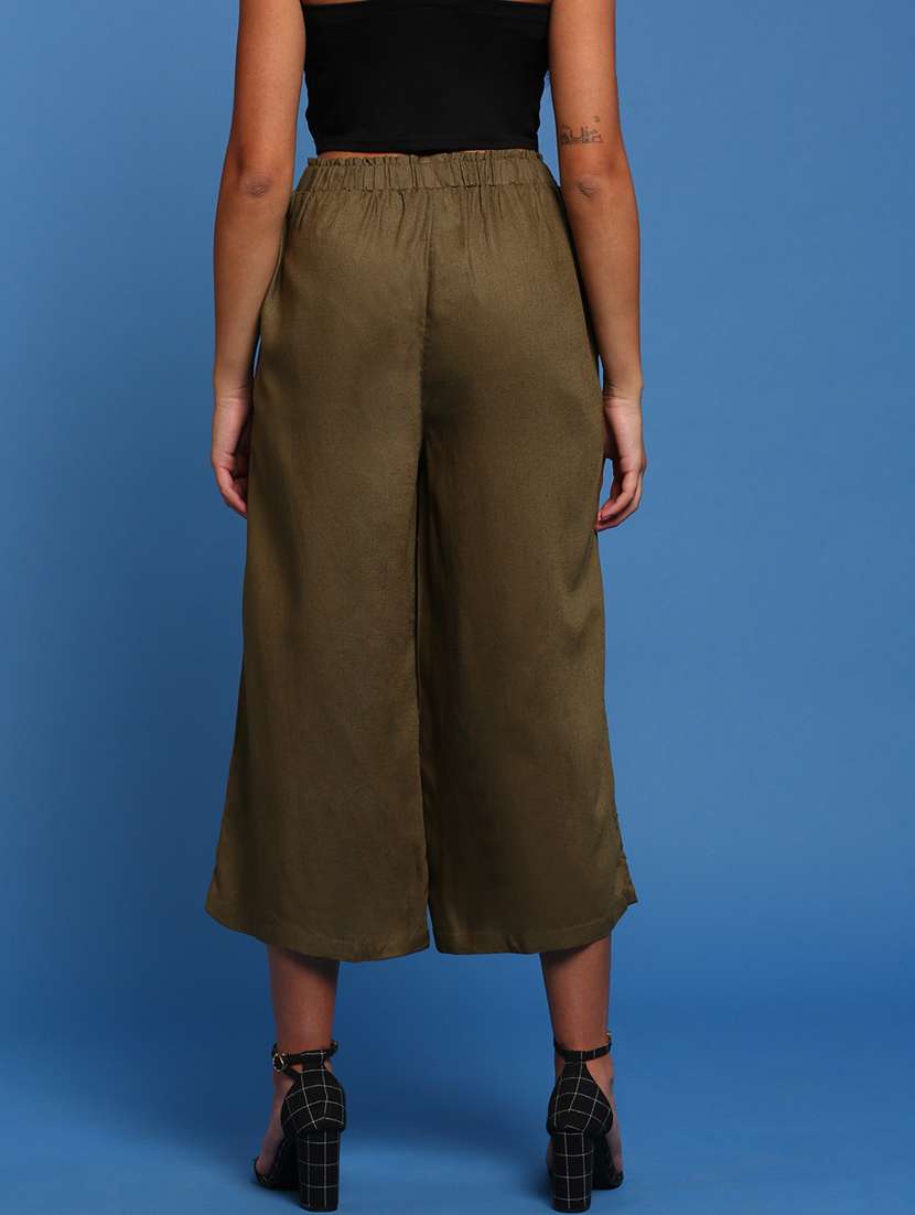 mid rise solid flared palazzo - 19643731 -  Standard Image - 2