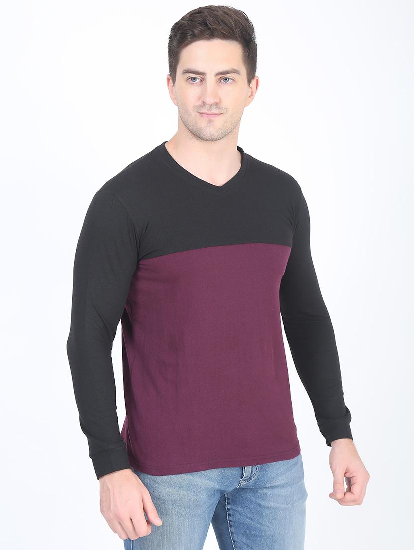 v-neck color block regular t-shirt - 19643863 - Standard Image - 2