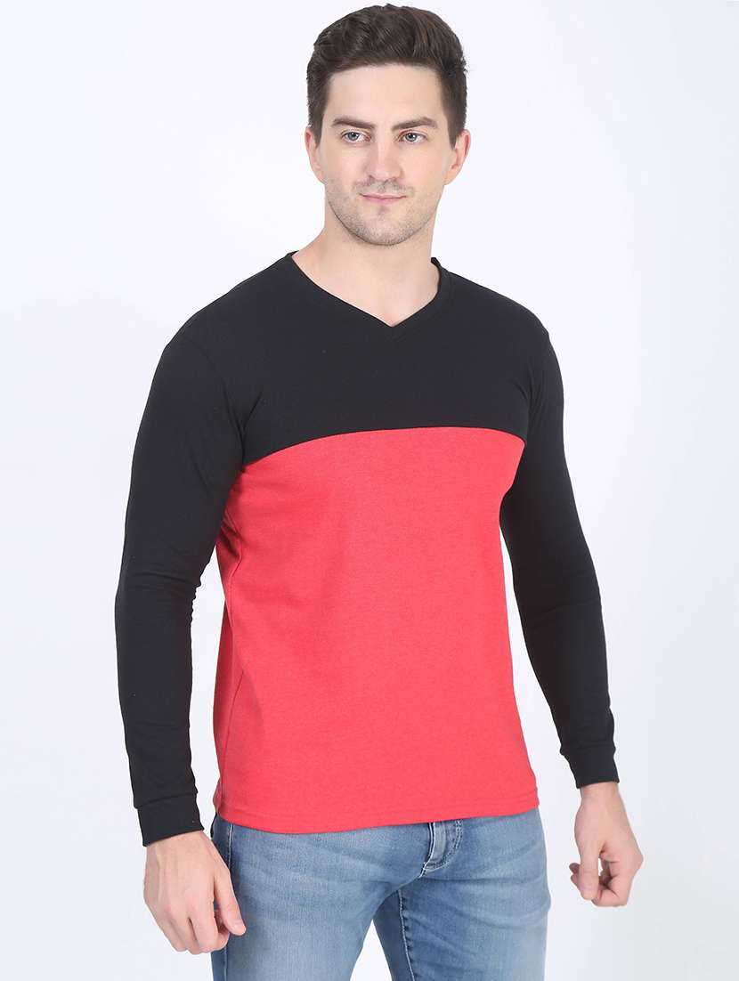 v-neck color block regular t-shirt - 19643865 - Standard Image - 2