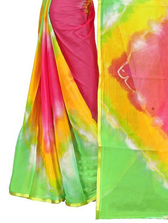 chiffon tie & dye saree with blouse - 19645335 - Standard Image - 2