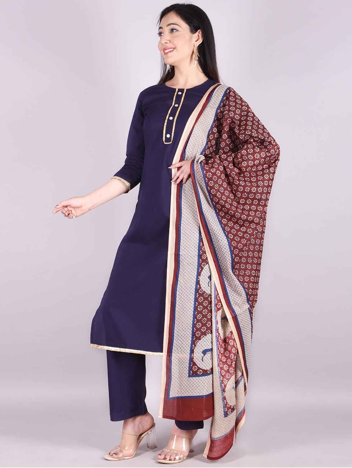 round neck kurta pant set - 19645811 - Standard Image - 2