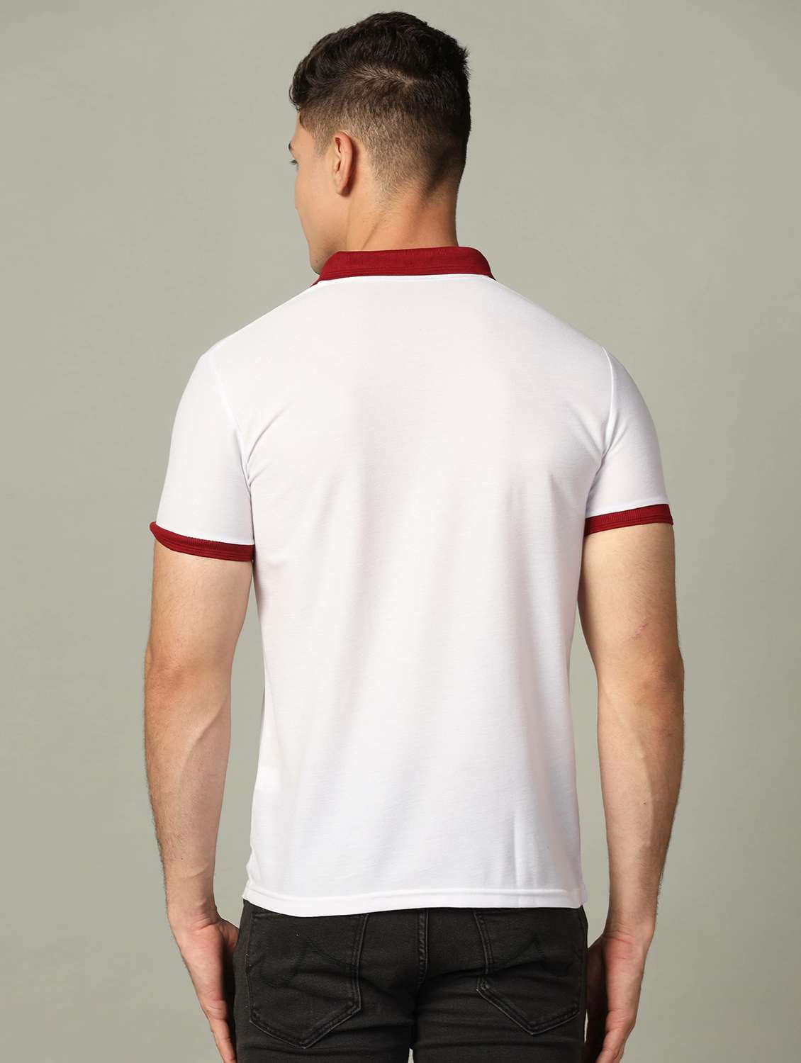 polo neck color block t-shirt - 19646097 -  Standard Image - 2