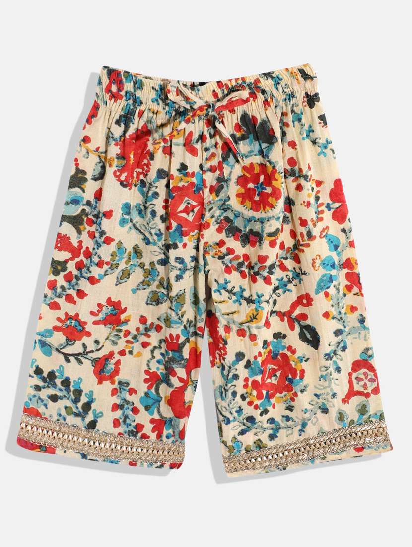 notch neck printed kurta palazzo set - 19646473 -  Standard Image - 2