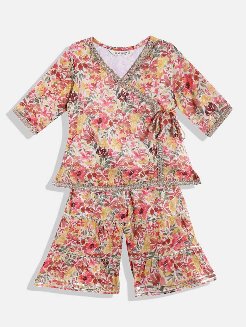 v-neck kurta sharara set