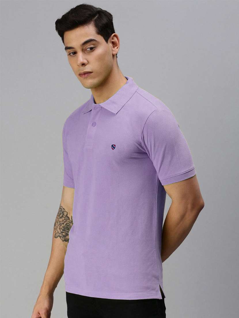 men solid polo neck t-shirt