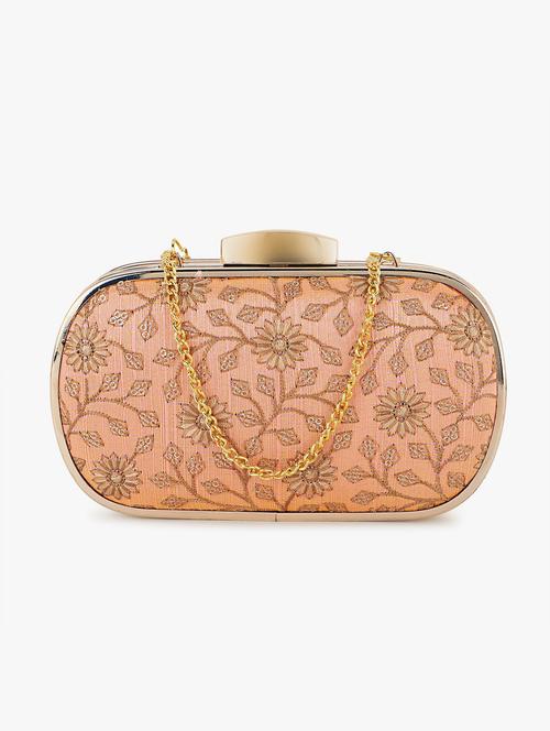 orange faux silk box clutch - 19647669 - Standard Image - 0