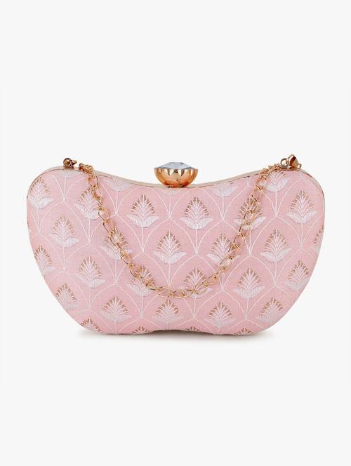 pink faux silk box clutch - 19647671 - Standard Image - 0