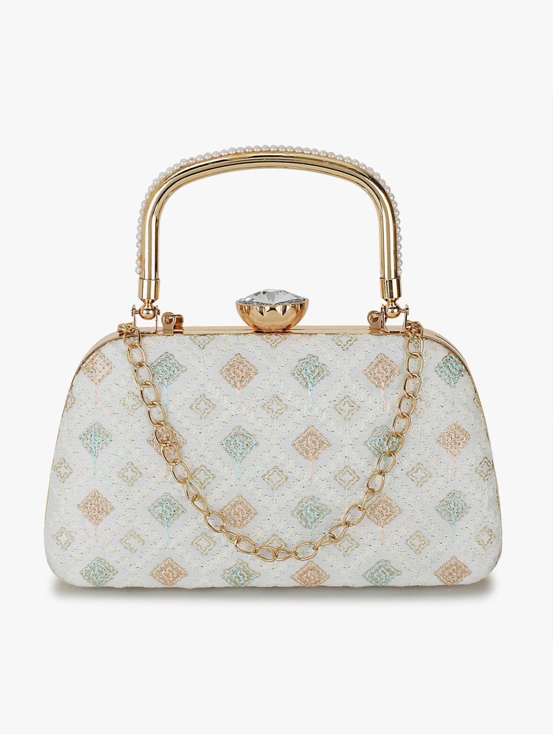 white faux silk box clutch - 19647674 - Zoom Image - 0