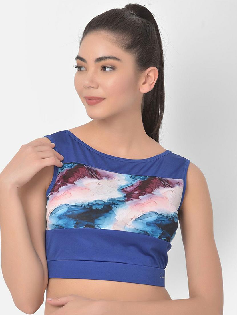 boat neck abstract print crop top - 19648833 - Zoom Image - 0