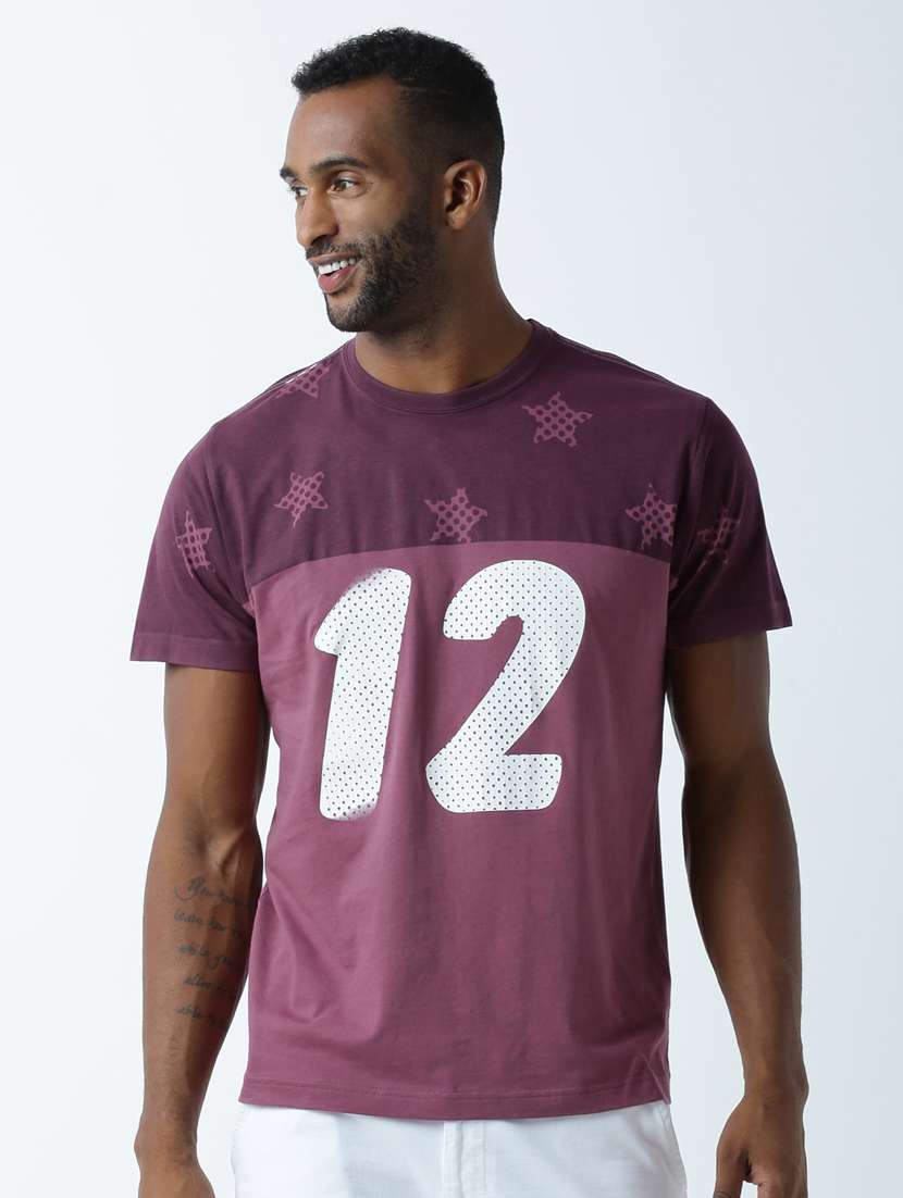 men crew neck front print t-shirt