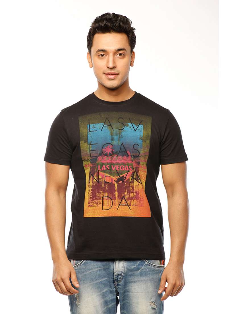 men round neck front print t-shirt