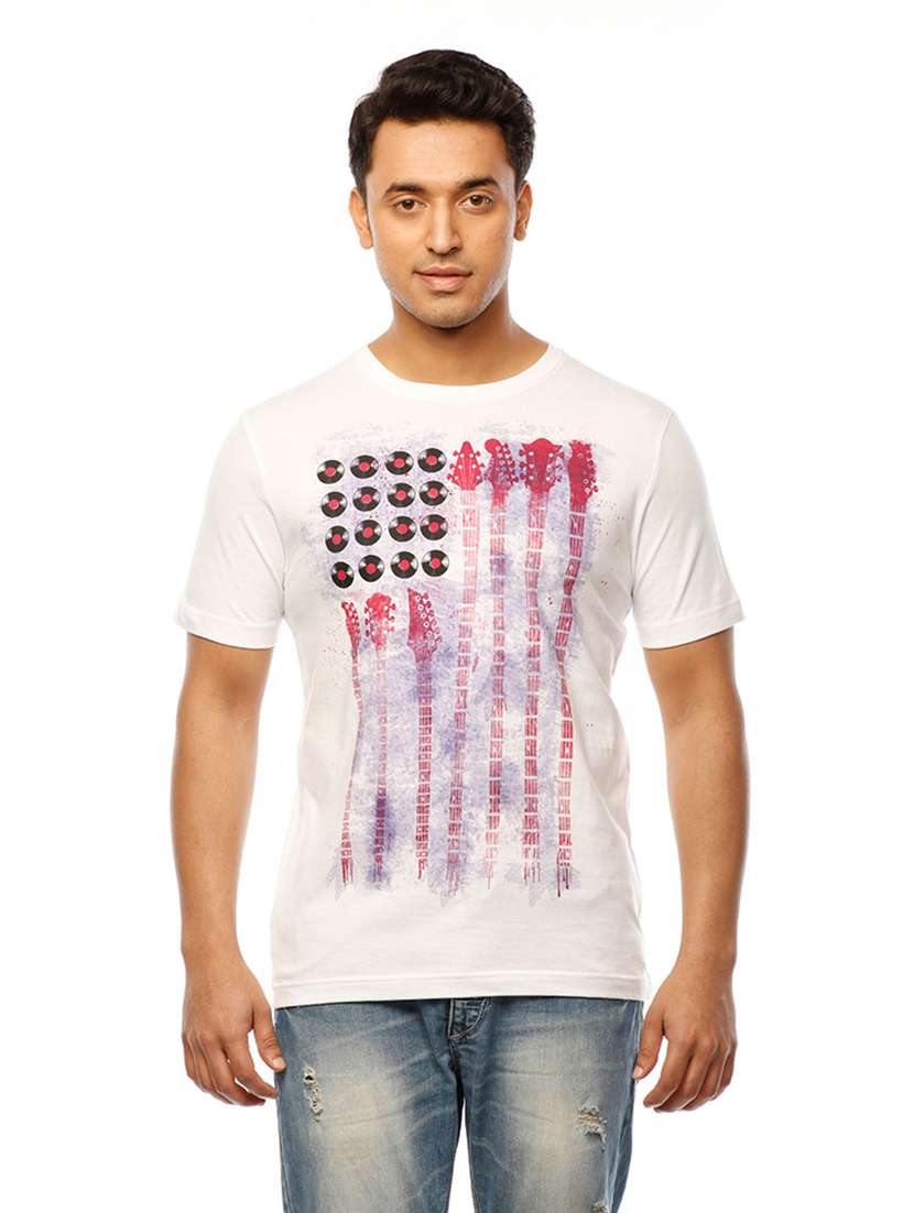 men round neck front print t-shirt