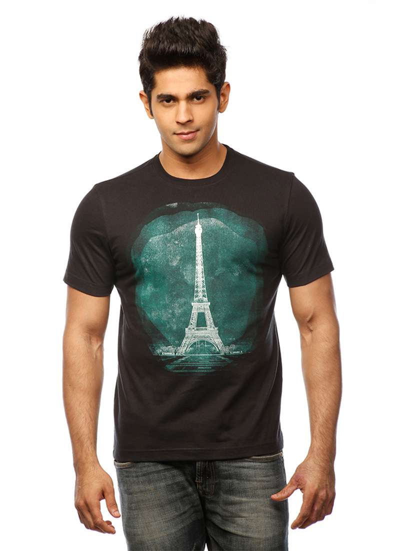 men crew neck front print t-shirt
