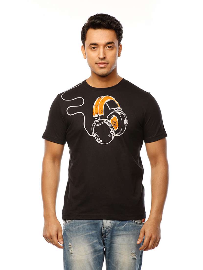 men round neck front print t-shirt