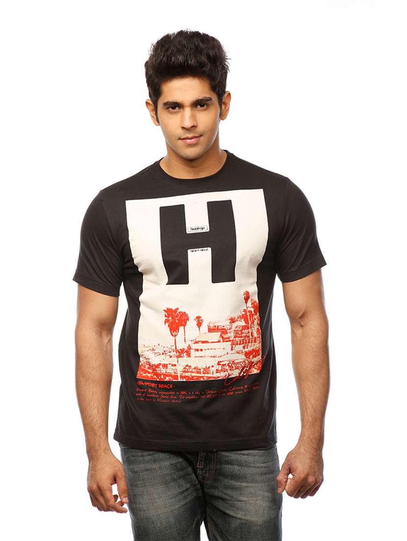 men crew neck front print t-shirt