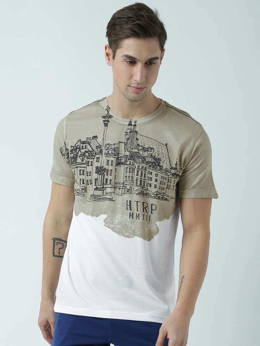 men front print short sleeve t-shirt