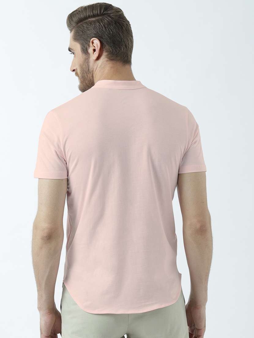 Men Solid Short Sleeve Regular Fit T-shirt - 19650065 -  Standard Image - 2