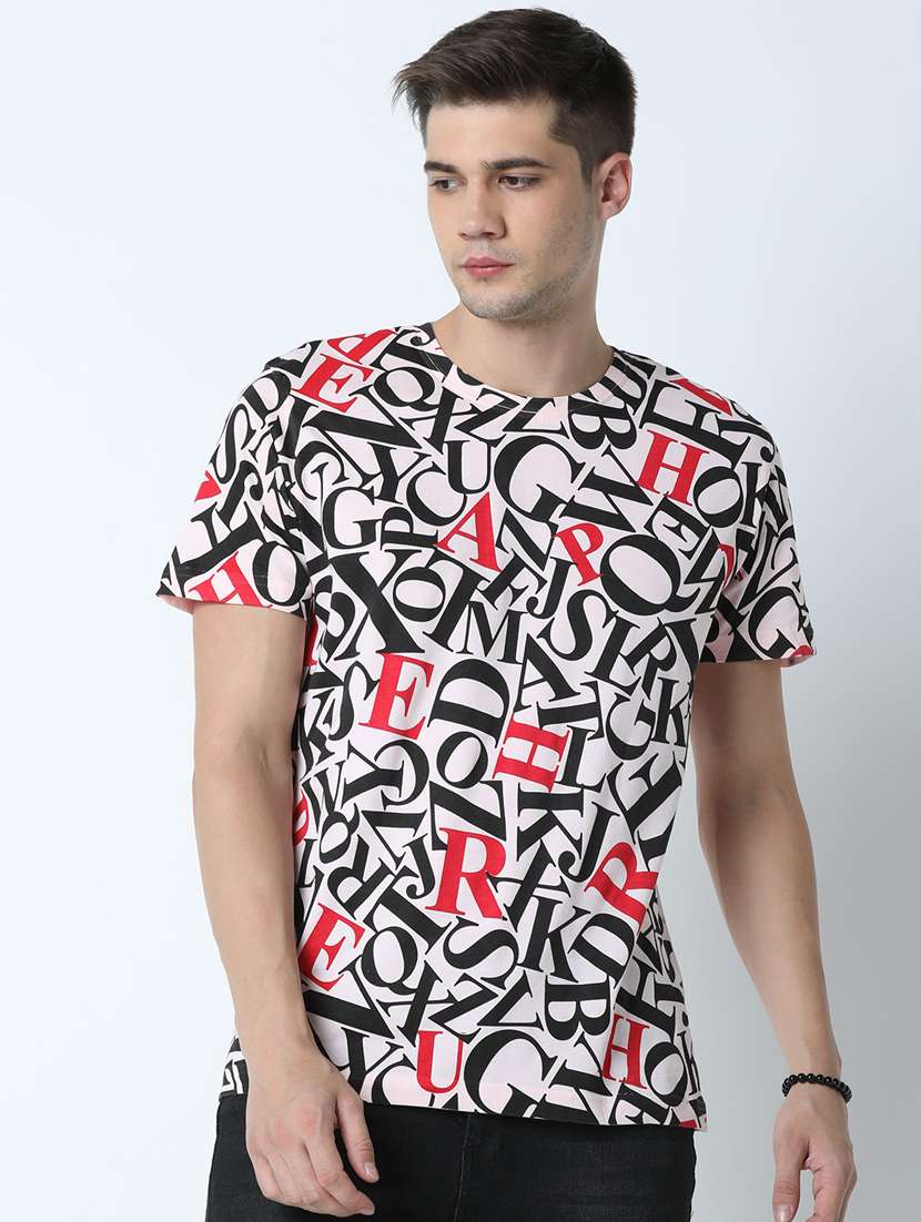 men front print short sleeve t-shirt