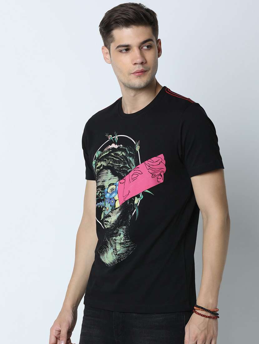 men front print short sleeve t-shirt