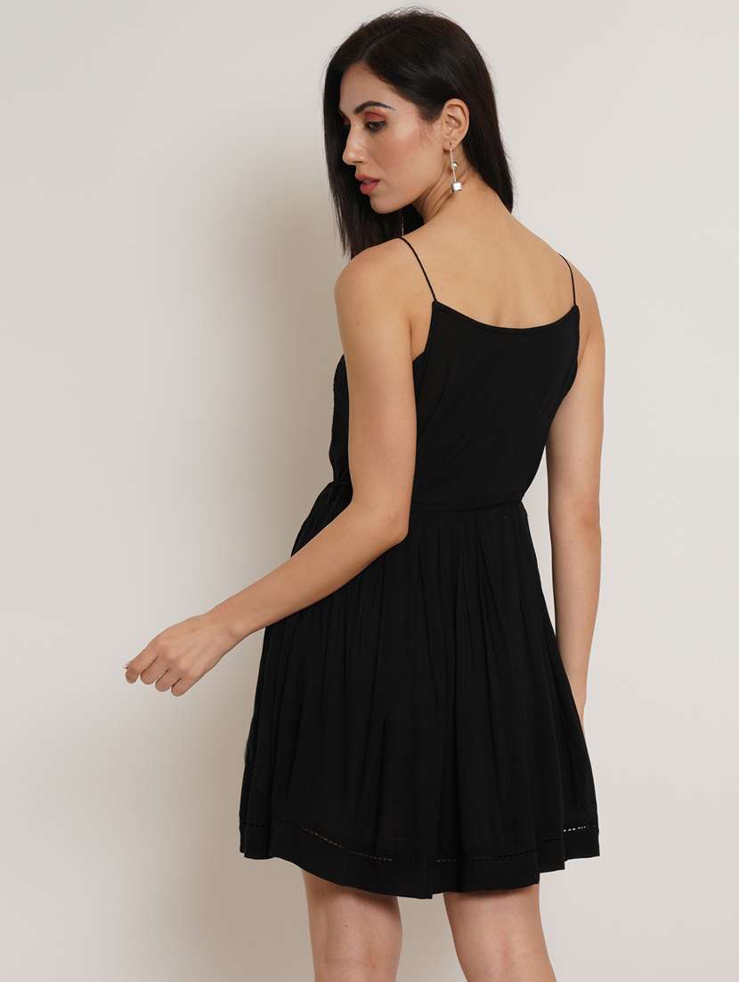 women's fit & flare solid dress - 19650742 - Standard Image - 2