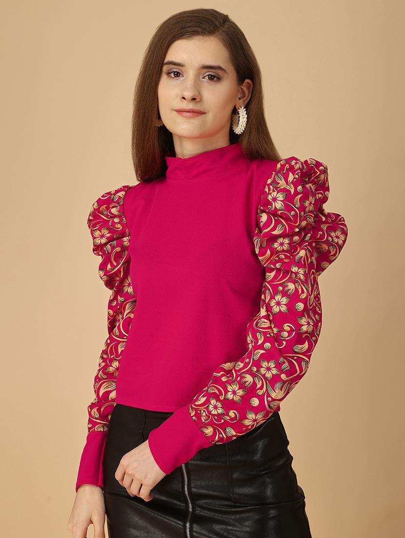 bouffant sleeve floral print regular top - 19656347 - Standard Image - 2