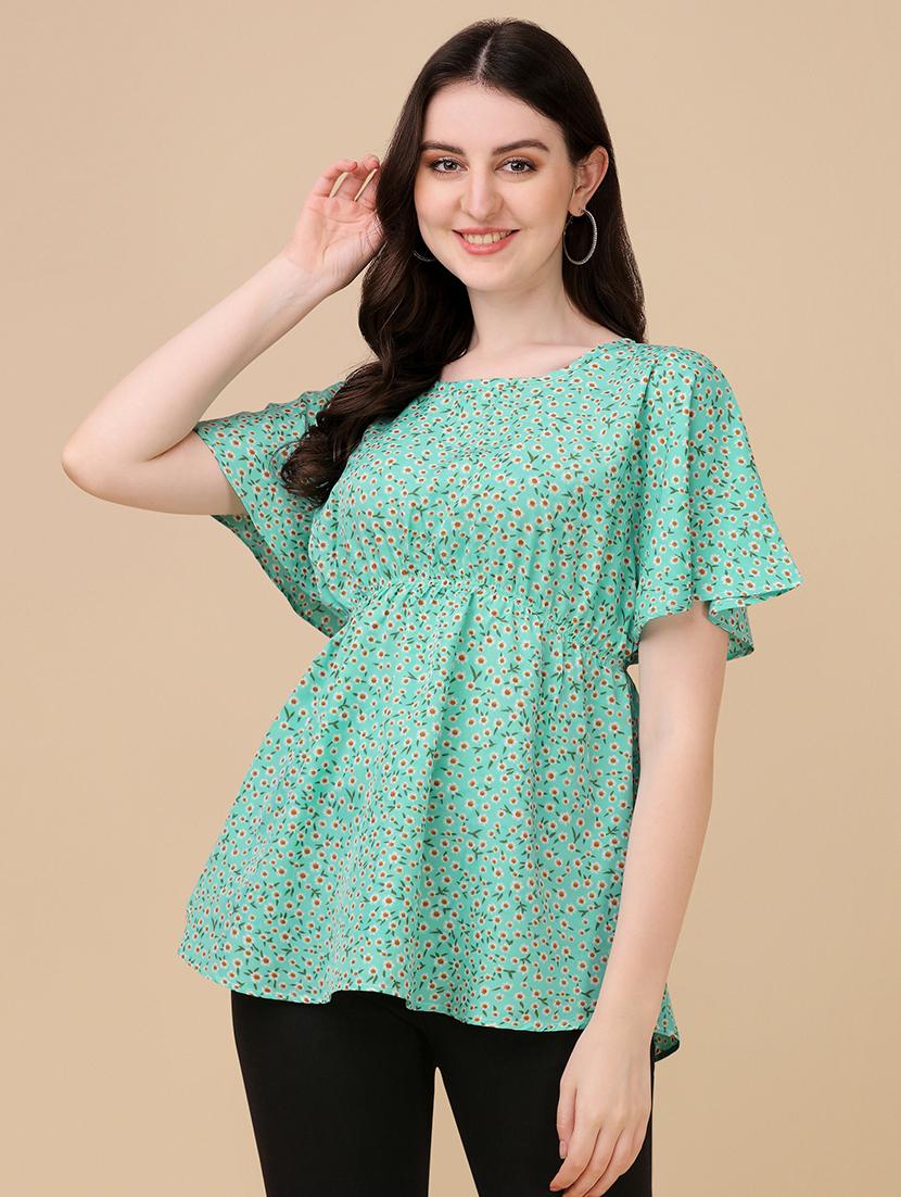 batwing sleeves printed peplum top - 19656502 - Standard Image - 2