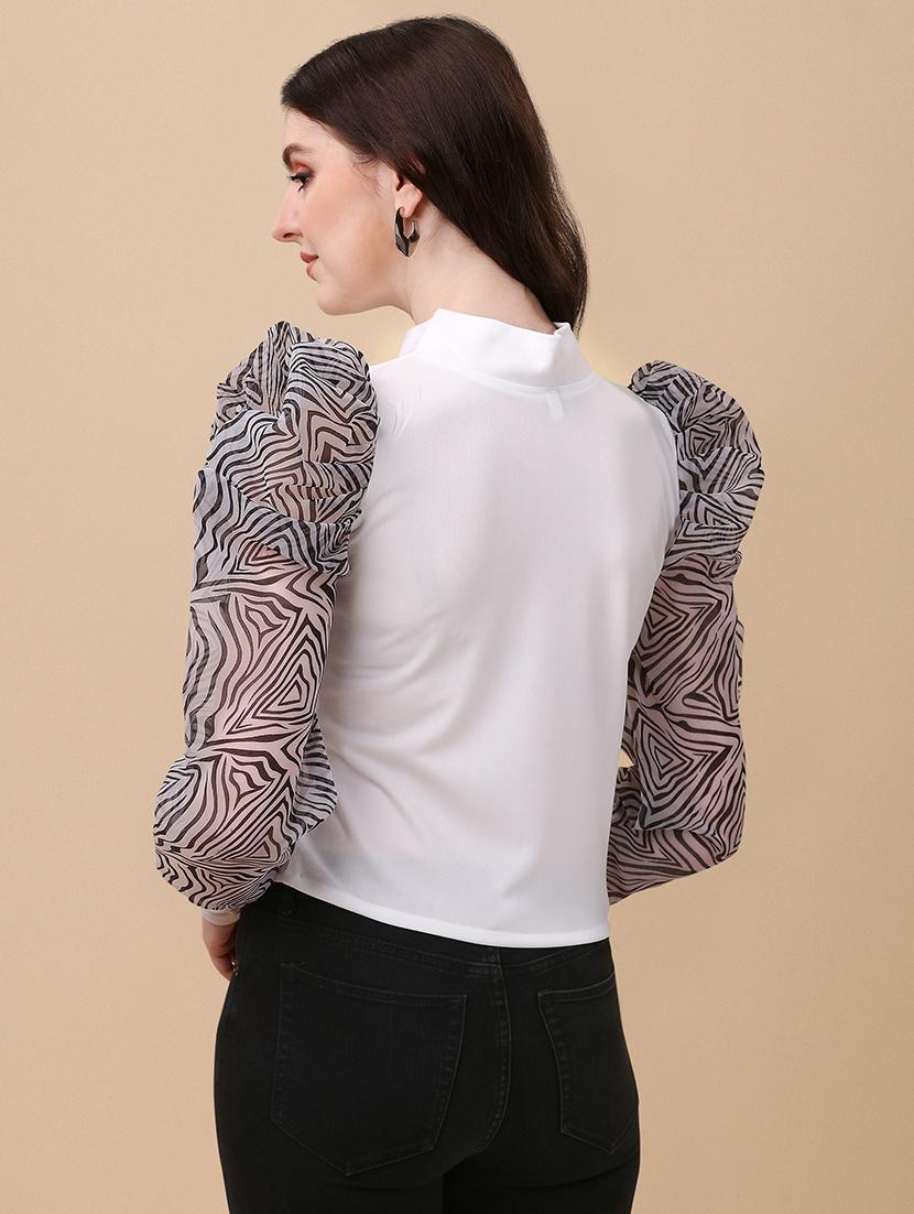 printed puff sleeve top - 19656541 - Standard Image - 2