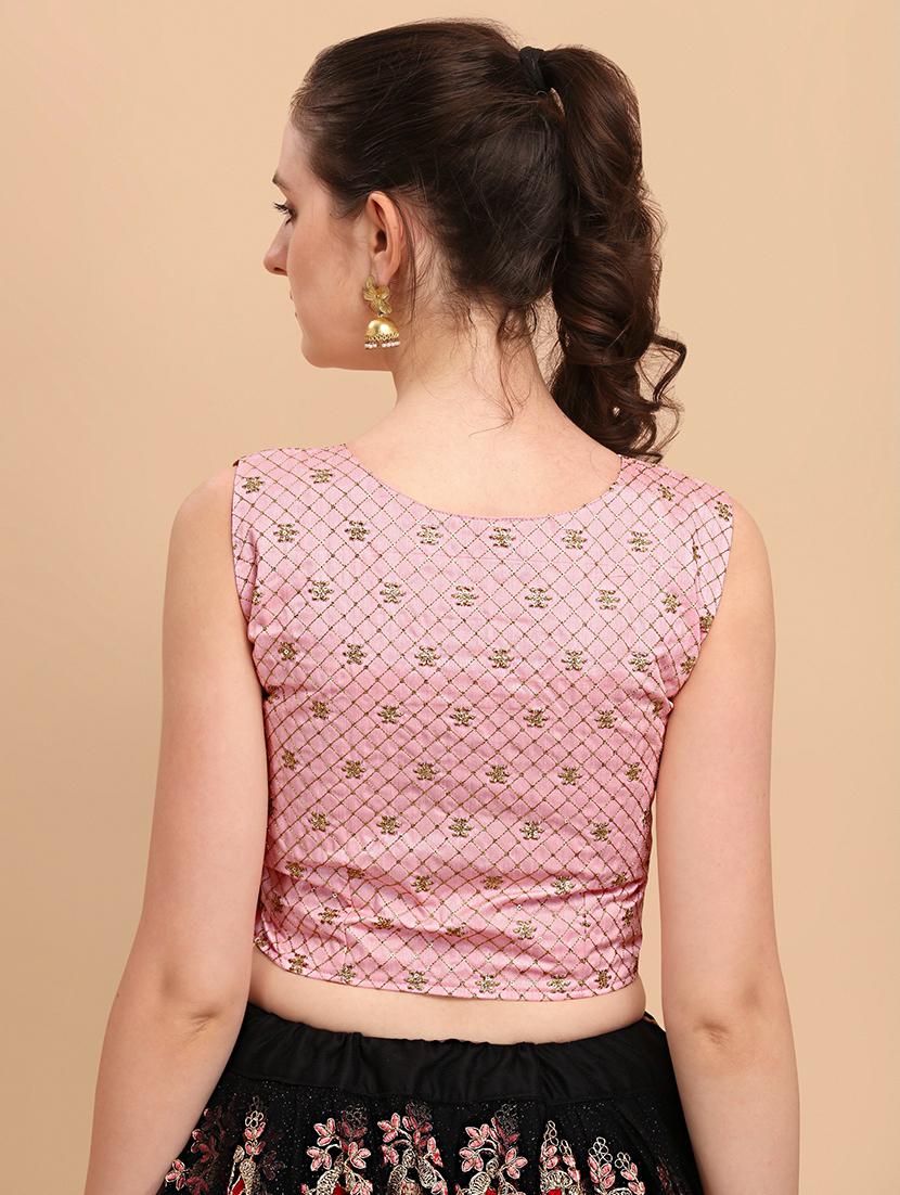 pink self design embroidered crop top - 19656644 - Standard Image - 2