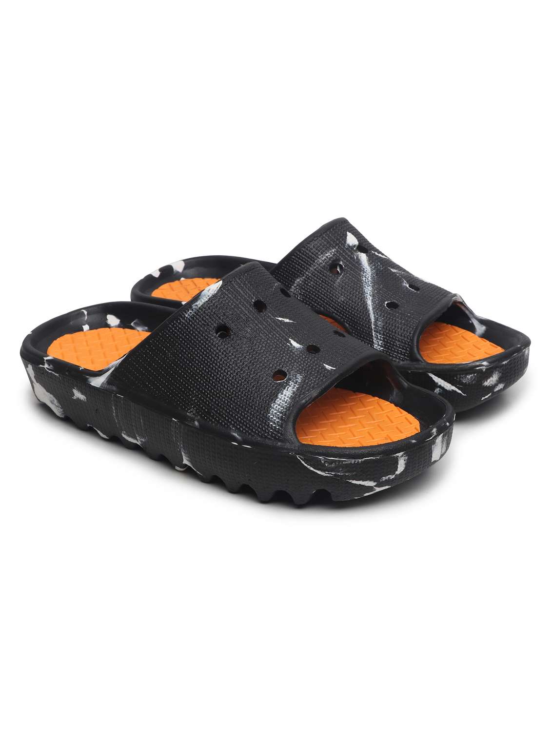orange color block slip on flip flop - 19656766 - Standard Image - 2