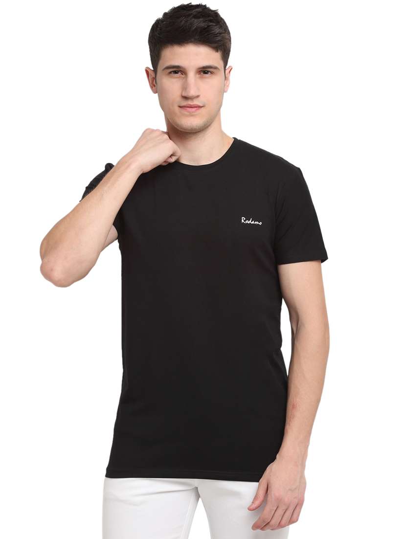 round neck solid regular t-shirt