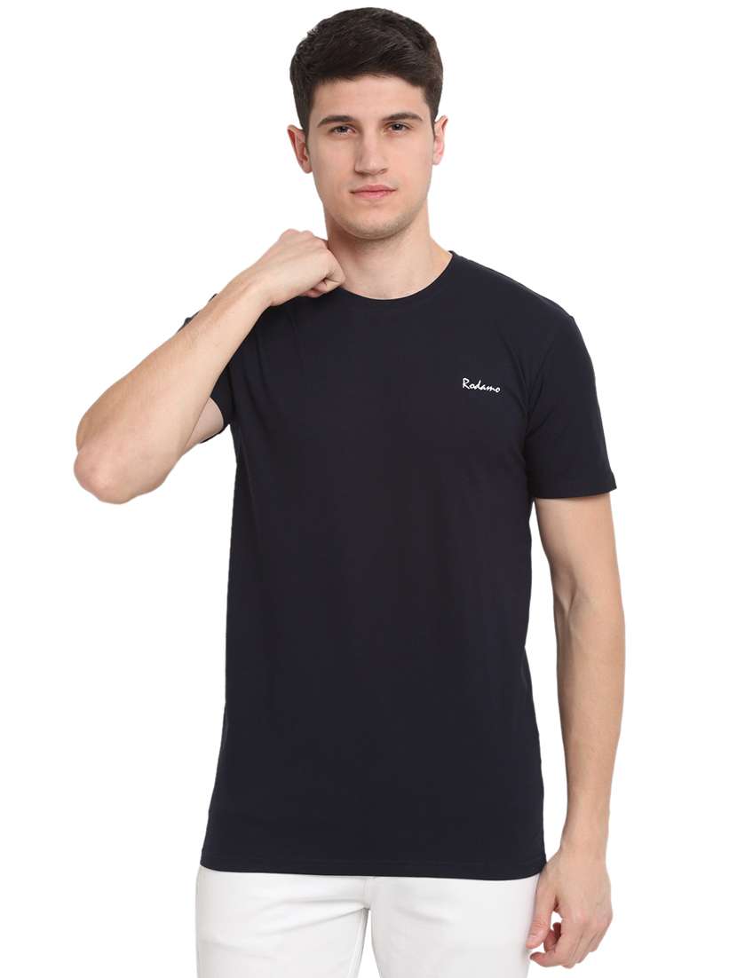round neck solid regular t-shirt