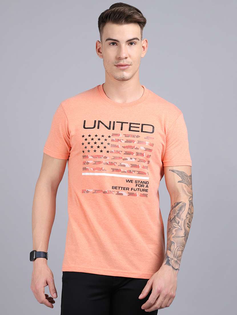men front print short sleeve t-shirt