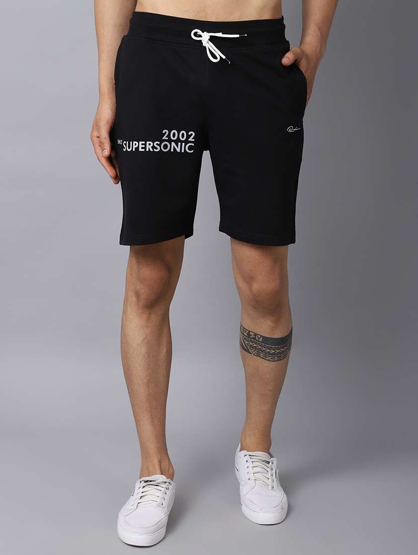 black solid casual short