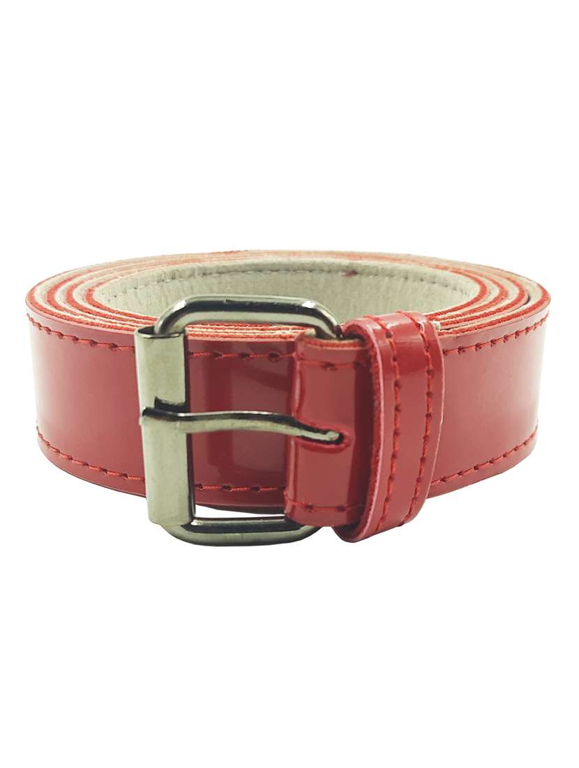 exotique red casual faux leather belt for women 