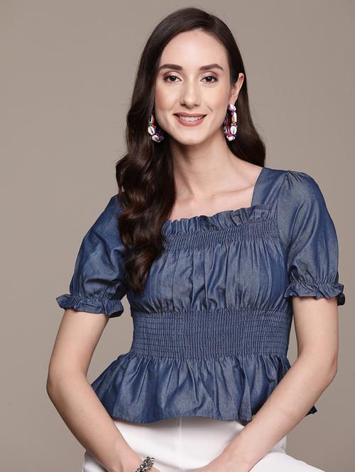 women's peplum square neck top - 19657261 - Standard Image - 0