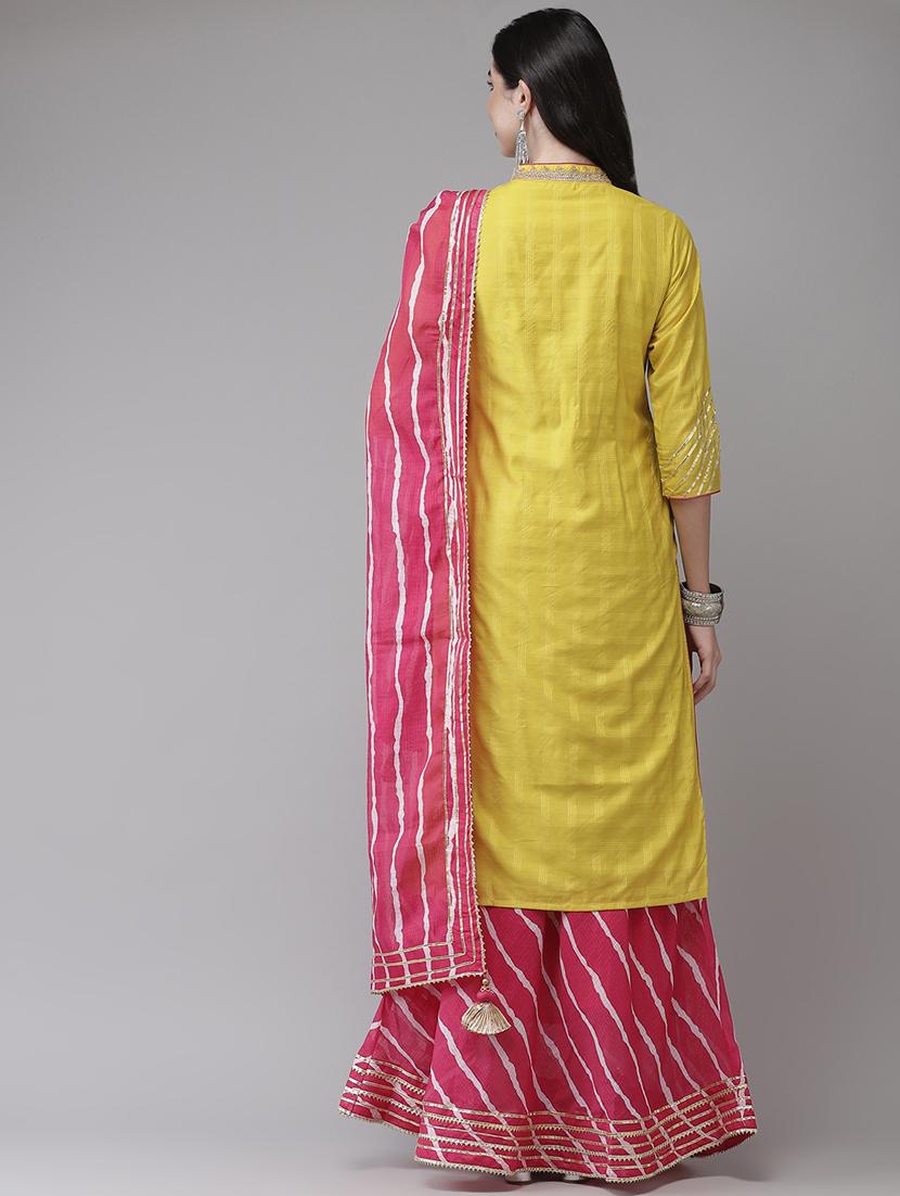 leheriya kurta skirt dupatta set - 19657313 - Standard Image - 2