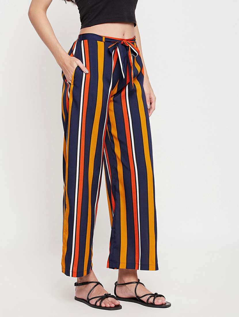 multi colored crepe palazzos - 19658359 -  Standard Image - 2